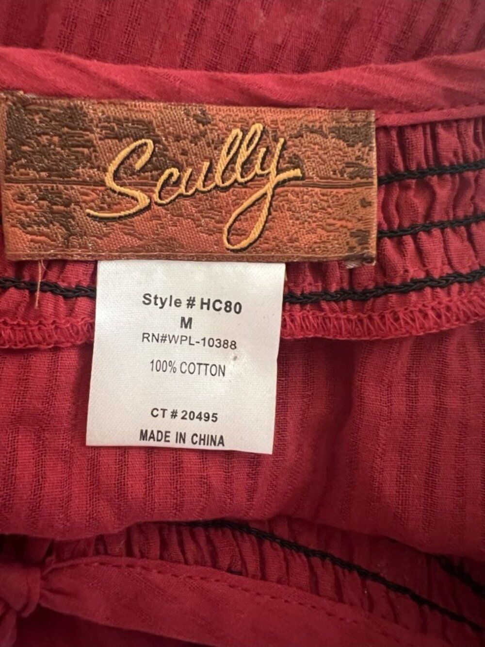 Scully Honey Creek NWT Red Embroidered Peasant Dress M Western Boho Cotton - Picture 9 of 11
